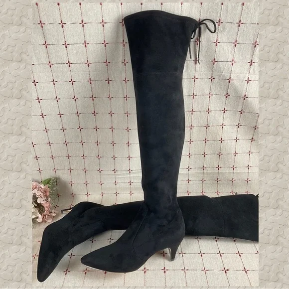 Sam Edelman “Kristie” Black Faux Suede Over the Knee Boots Low Heel PreLoved 8 - Picture 3 of 7
